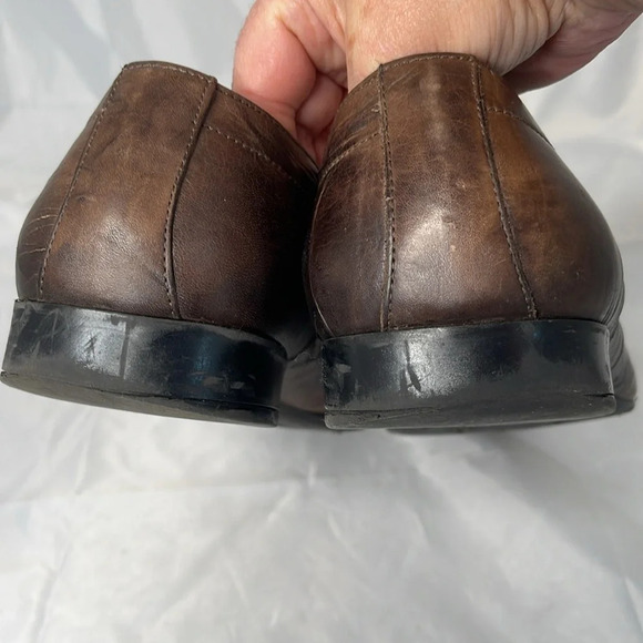 LUKETTI Mens Squared Pointed Toe Grain Leather Oxford Shoes Lace Up Brown 44 - Picture 9 of 14